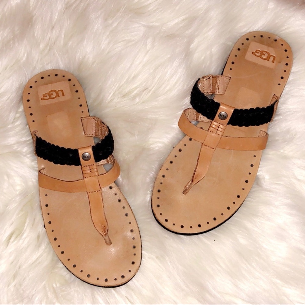 UGG Black and Tan Sandals